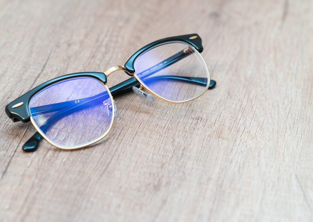 Services 8 a pair of blue light blocking glasses